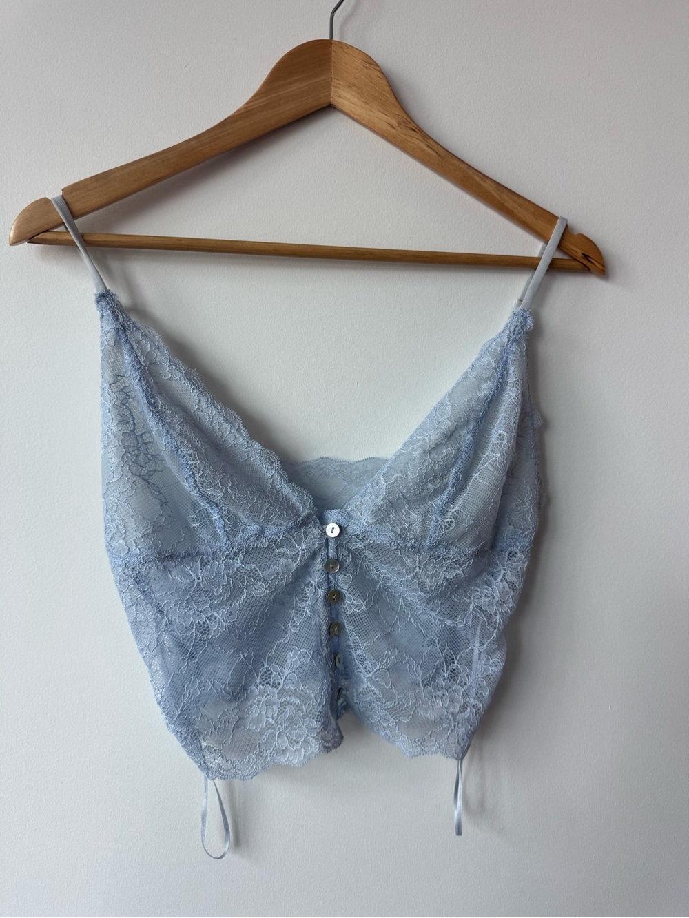 Intimately Free People Light Blue Floral Lace Button Front Bralette Cami Small